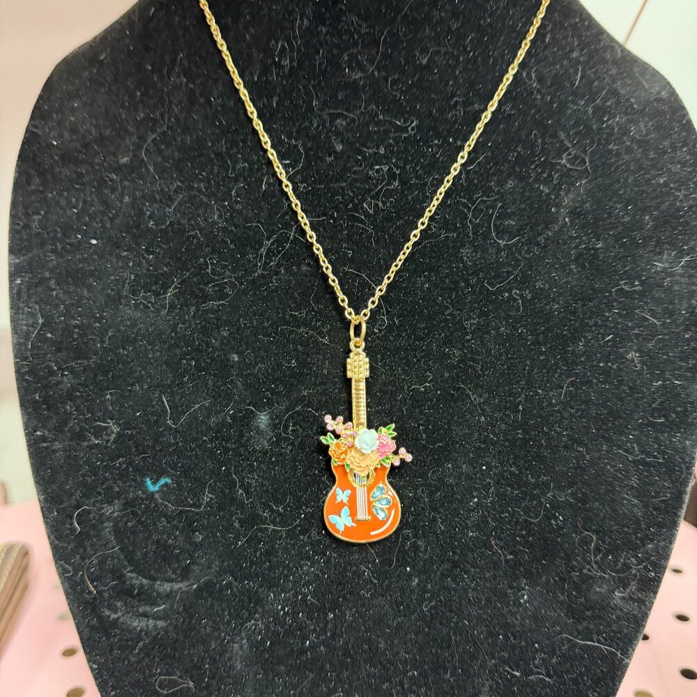 Gold Plated Guitar Necklace
